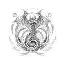 arm tattoo dragon dotwork stars and sparkles armband ouroboros tattoo design idea