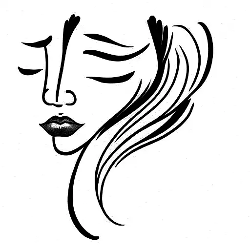 beautiful geisha with long lashes and full lips  tattoo design idea