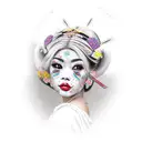 beautiful geisha with long lashes and full lips  tattoo design idea