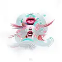 beautiful geisha with long lashes and full lips  tattoo design idea