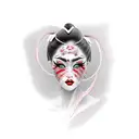 beautiful geisha with long lashes and full lips  tattoo design idea