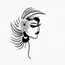 beautiful geisha with long lashes and full lips  tattoo design idea
