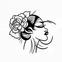 beautiful geisha with long lashes and full lips  tattoo design idea