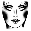 beautiful geisha with long lashes and full lips  tattoo design idea