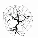 A minimalist tattoo of a data graph shaped like a tree, reflecting your interest in data analysis and nature tattoo design idea