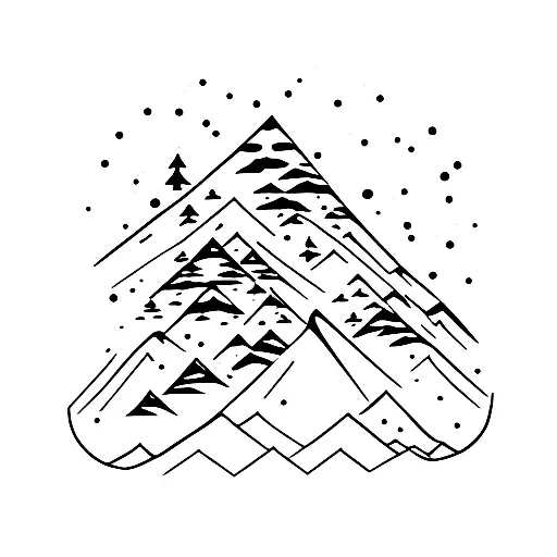 mountain trees snow trail inner bicep tattoo design idea