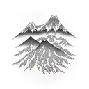 mountain trees snow trail inner bicep tattoo design idea