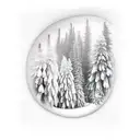 mountain trees snow trail inner bicep tattoo design idea