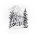 mountain trees snow trail inner bicep tattoo design idea