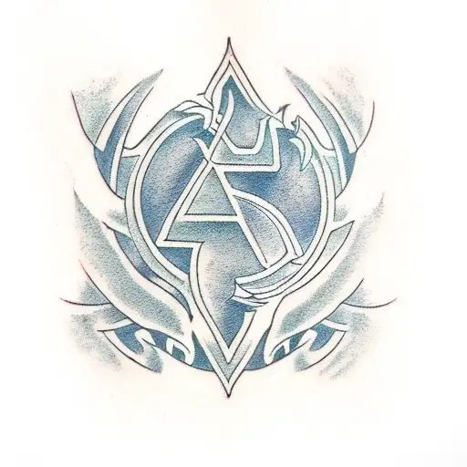 A tattoo of the Elder Scrolls logo incorporated into a vintage car design tattoo design idea