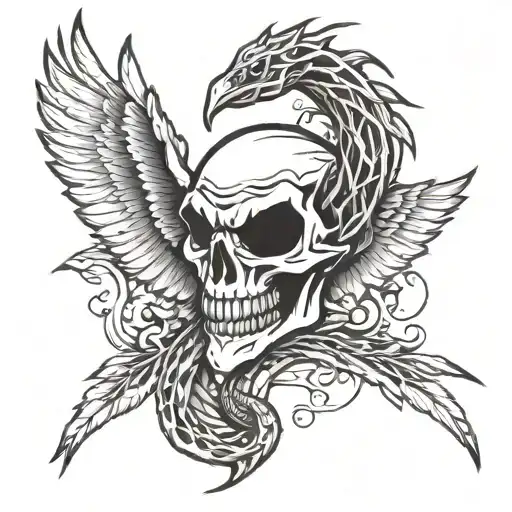 crane joker serpent  tattoo design idea