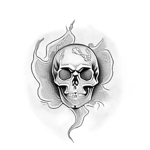 dark art, skull, woman tattoo design idea