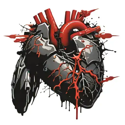 a realistic heart which has been broken and put back together  tattoo design idea