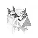 simple family geometric design for husband wife and one daughter tattoo design idea