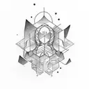 simple family geometric design for husband wife and one daughter tattoo design idea