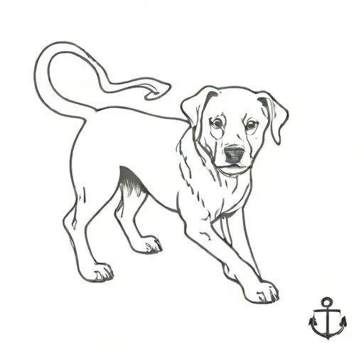 White kokoni dog breed with anchor tattoo design idea