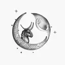 crescent moon in taurus tattoo design idea