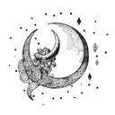 crescent moon in taurus tattoo design idea