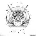 moon with taurus constellation  tattoo design idea