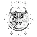 moon with taurus constellation  tattoo design idea