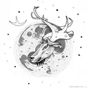 moon with taurus constellation  tattoo design idea