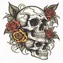 skull and roses intertwined symbolizing freedom tattoo design idea