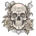 skull and roses intertwined symbolizing freedom tattoo design idea