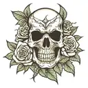 skull and roses intertwined symbolizing freedom tattoo design idea