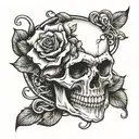 skull and roses intertwined symbolizing freedom tattoo design idea