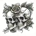 skull and roses intertwined symbolizing freedom tattoo design idea
