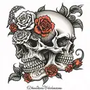 skull and roses intertwined symbolizing freedom tattoo design idea