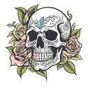 skull and roses tattoo design idea