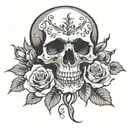 skull and roses tattoo design idea