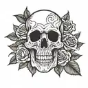skull and roses tattoo design idea