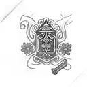 Ace of spades with dice and flowers around the card tattoo design idea