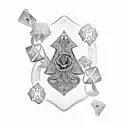 Ace of spades with dice and flowers around the card tattoo design idea