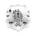 Ace of spades with dice and flowers around the card tattoo design idea