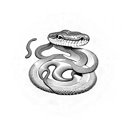 A dotwork tattoo of a snake coiled around a book with intricate floral patterns tattoo design idea