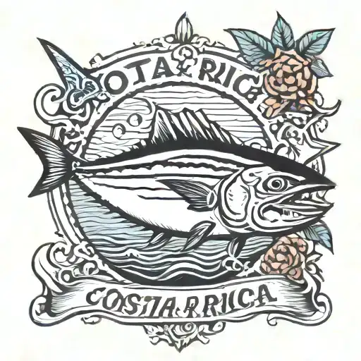 costa rica beach with tuna tattoo design idea