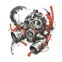 trippy gas mask split tattoo design idea