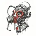 trippy gas mask split tattoo design idea
