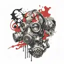 trippy gas mask split tattoo design idea