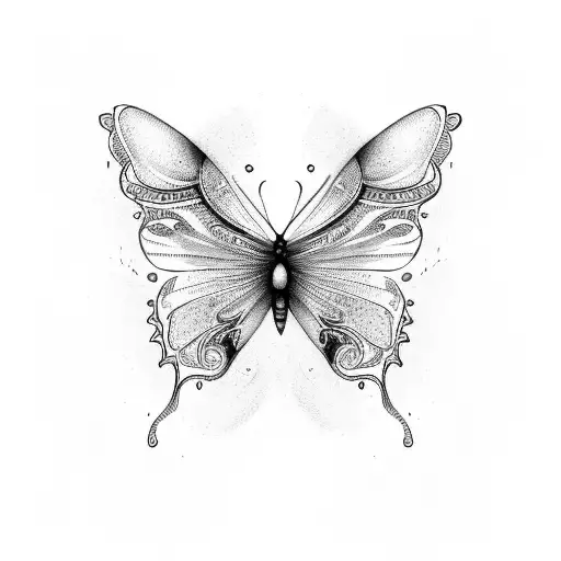 butterfly with name "Pavi" tattoo design idea