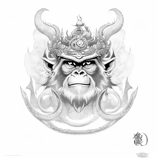 the monkey king, water, oni, dragon tattoo design idea