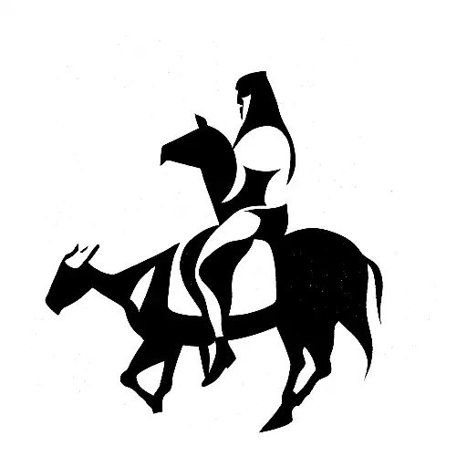 arab knight on a horse rearing tattoo design idea