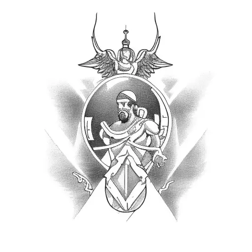 A tattoo of god Hermes holding astaff tattoo design idea