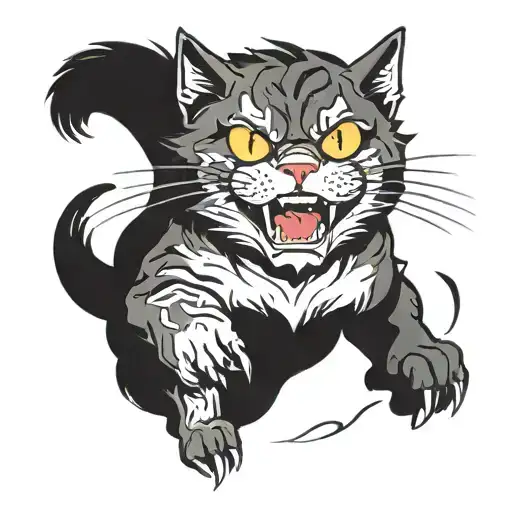 ugly smiling cat get angry  tattoo design idea