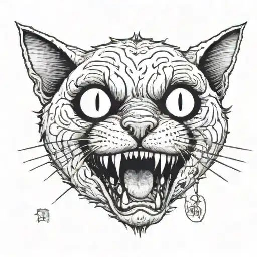 ugly smiling cat get angry  tattoo design idea