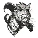 ugly smiling cat get angry  tattoo design idea