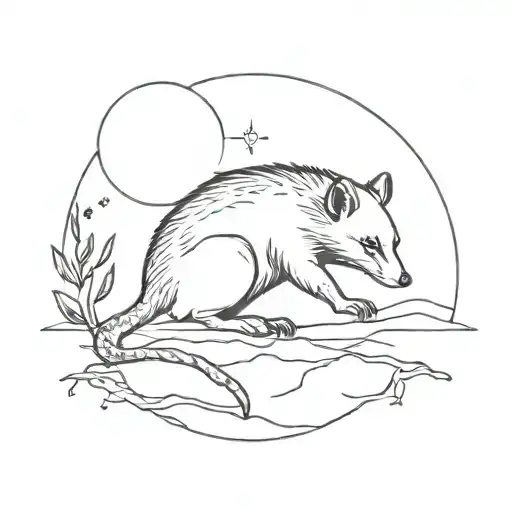 part possum part sun rising tattoo design idea